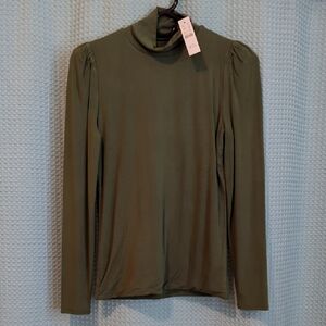 NWT Sz XS J. Crew Olive Green Turtleneck Top